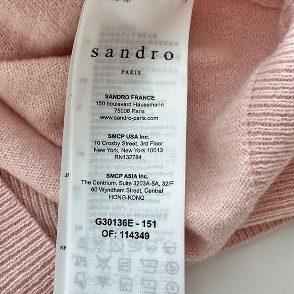 Sandro Clotilde Varsity wool cashmere blend Cardigan preppy sweater size M - Picture 12 of 14